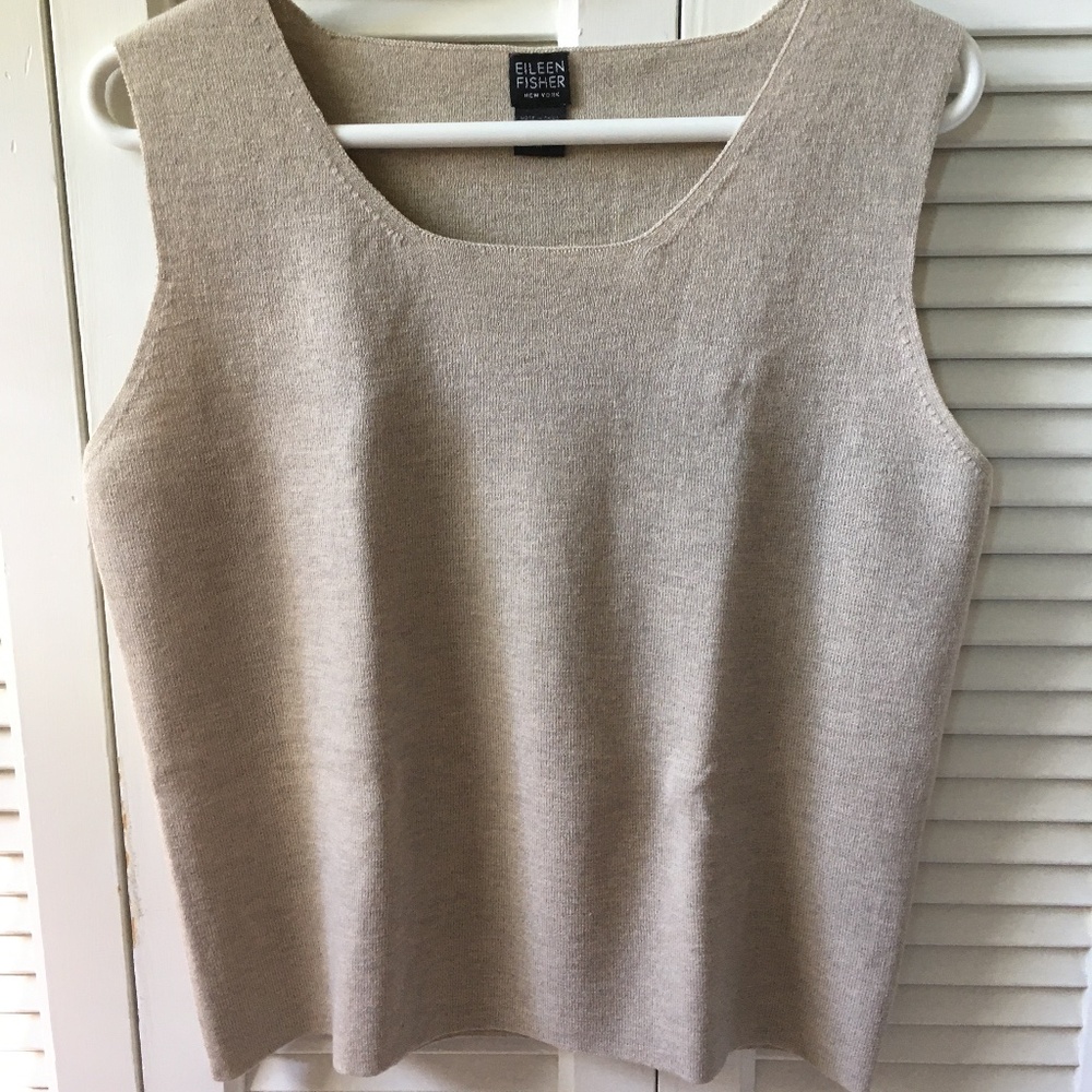 Eileen Fisher wool sleeveless sweater tank, size medium
